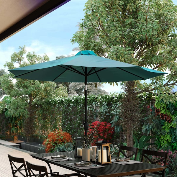 Flash Furniture Teal 9 FT Round Umbrella - Crank and Tilt Function GM-402003-TL-GG - main